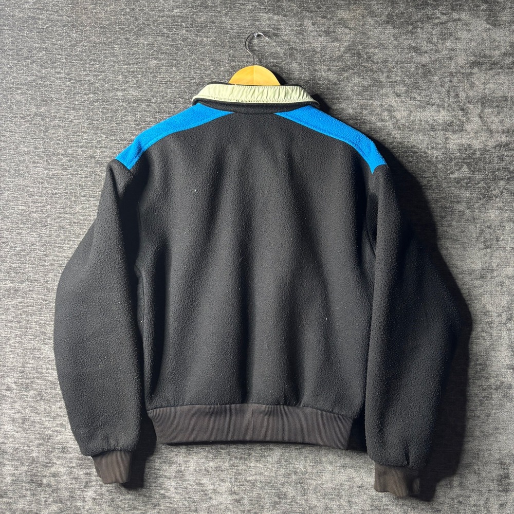 Vintage 90s Columbia Sportswear Fleece Jacket Mens M Black Blue Colorblock USA - Picture 2 of 11